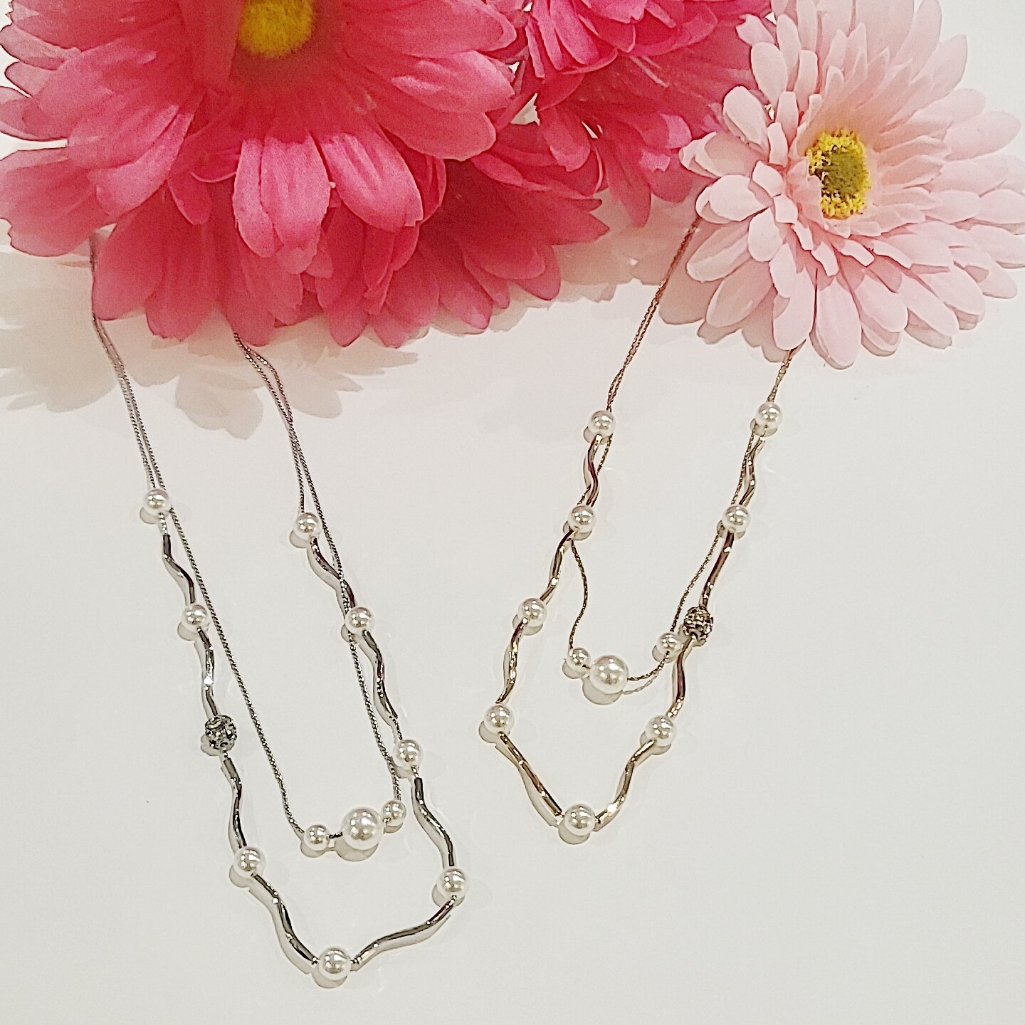 パールメタルネックレス