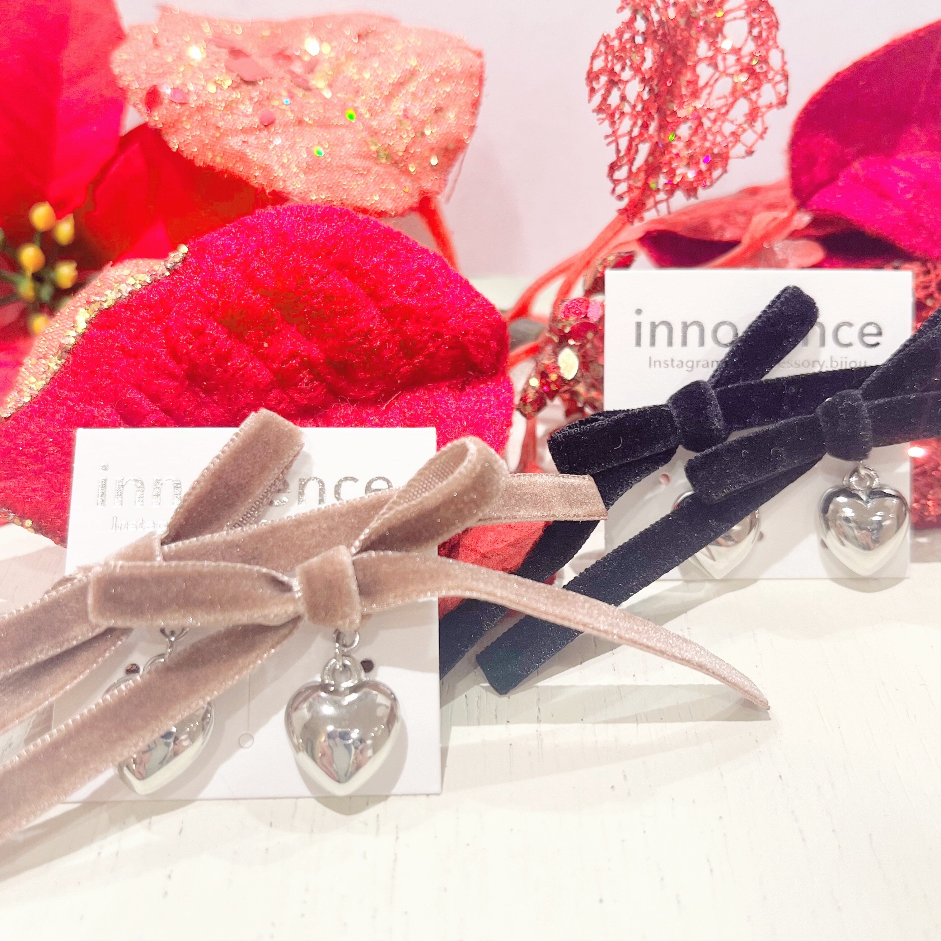 ハートリボンピアス