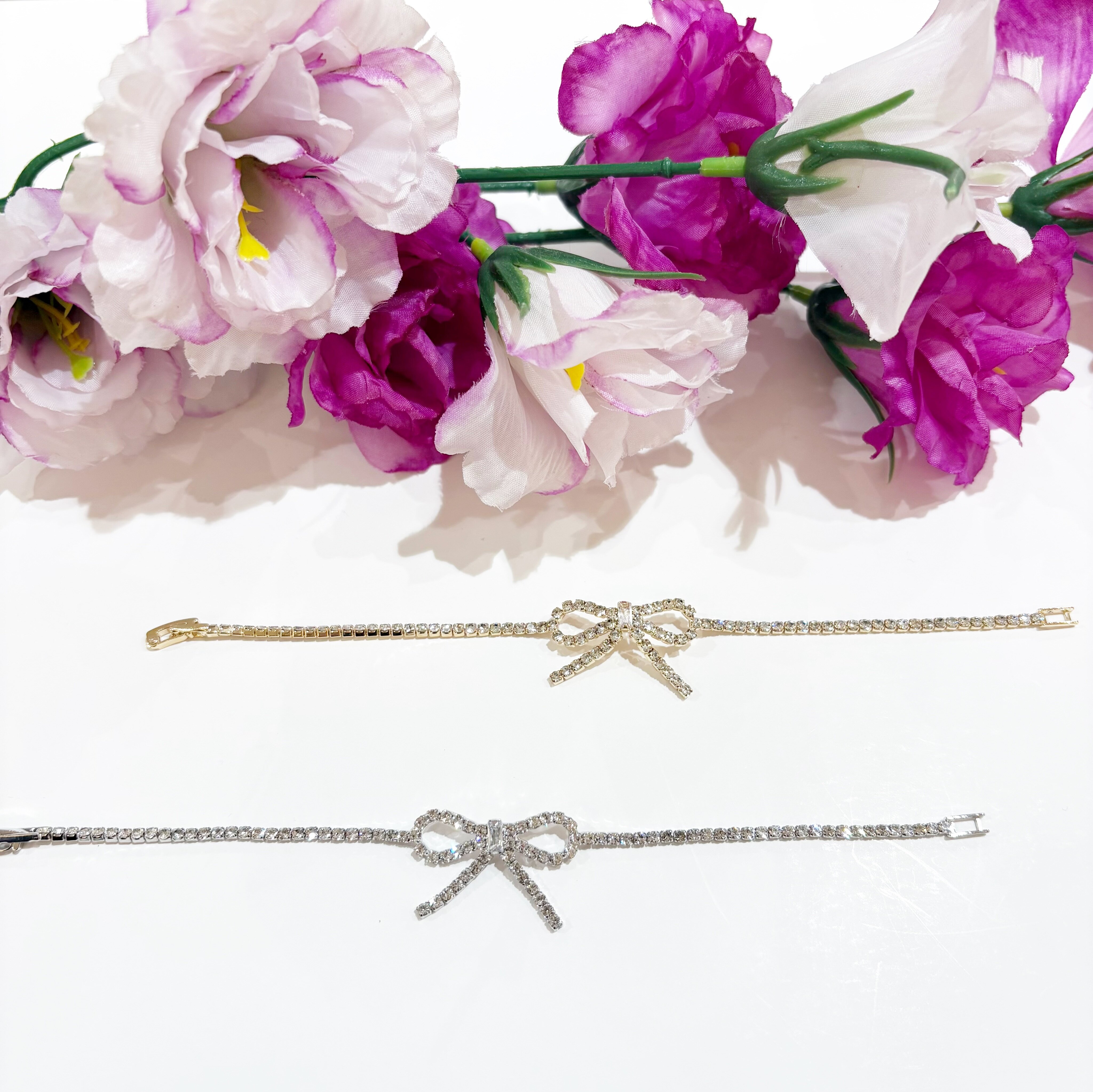 ビジューリボンブレスレット